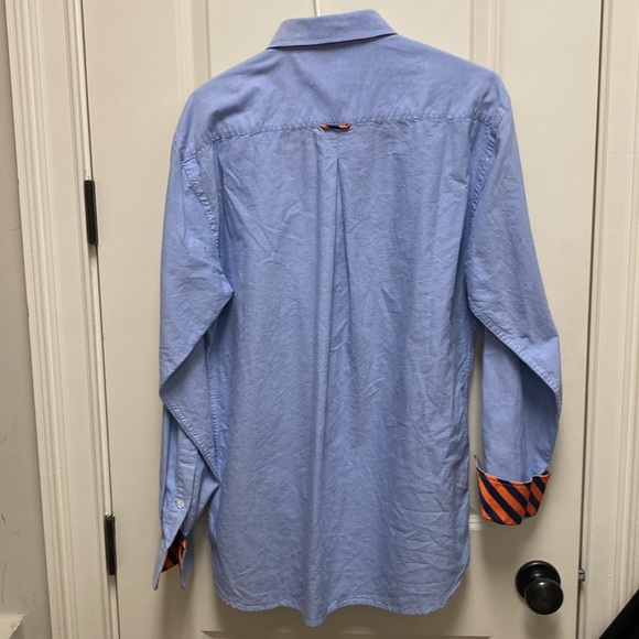 MINE blue with orange/ navy striped lining men’s shirt size M NWT - Picture 6 of 6